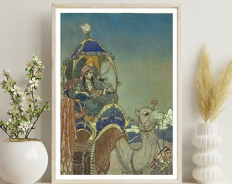 The Queen of Sheba poster art print by Edmund Dulac 24x36 inches 50x70cm 60x90 cm A1 A2 A3 A4
