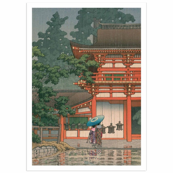 川瀬巴水版画：奈良・春日大社 - 日本の木版画 - Etsy 日本