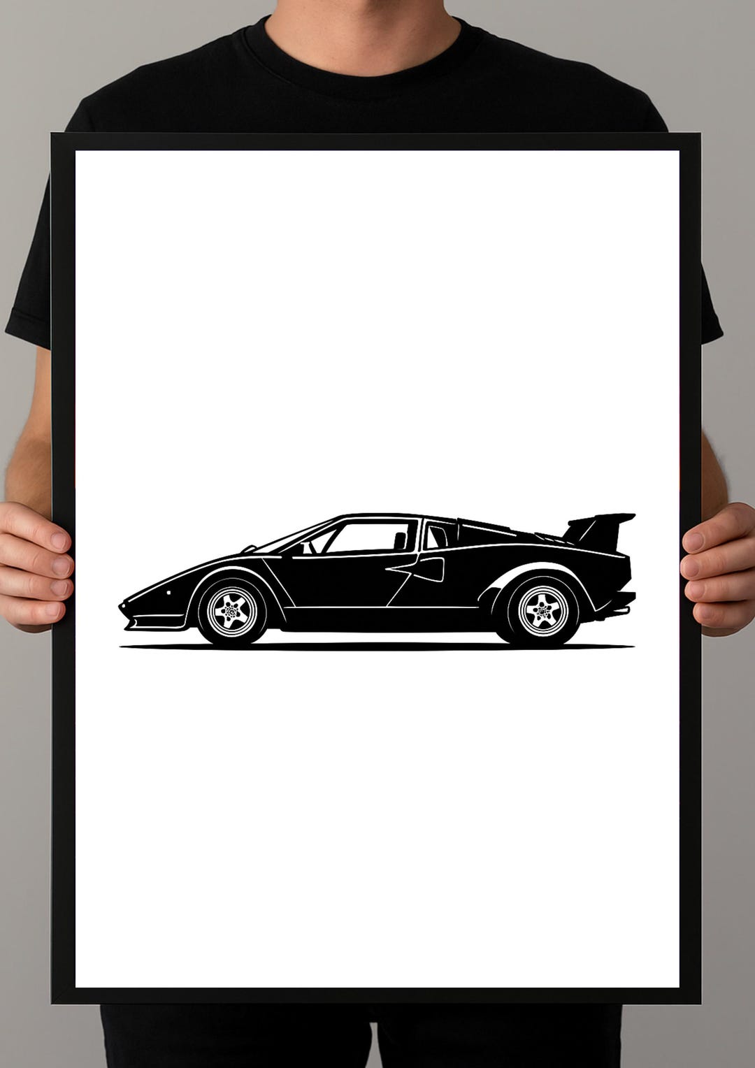 Lamborghini Countach Line Drawing – Digital Car Print in Minimalist ...