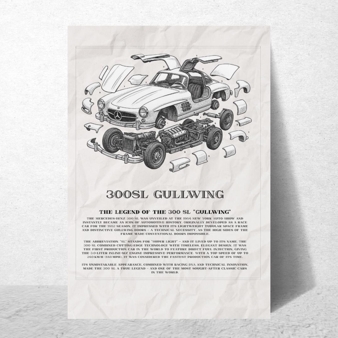 300SL Gullwing Digital Download Exploded View – Classic Mercedes-benz ...