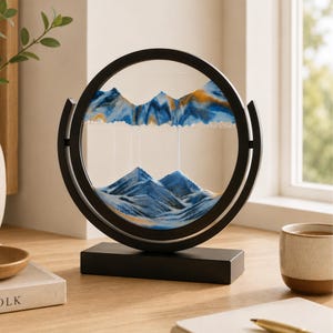 3D Rotating Sand Art Picture – Moving Quicksand Landscape Desk Decor