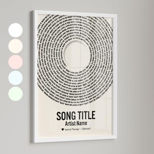 Custom Vinyl Lyrics Print, Personalised Music Poster, Customizable Music Gift, Anniversary Gift, Music Gift, Wedding Song Dance, A1/A2/A3/A4