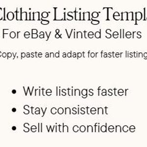 30 Clothing Listing Templates for eBay and Vinted Sellers | Reseller Guide PDF | Product Description Templates | Sell Faster & Save Time