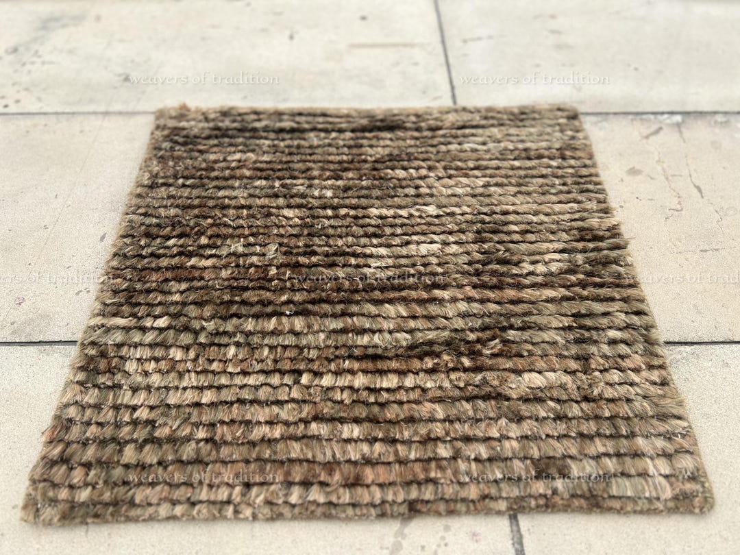 Hand Knotted Jute Shag Rug, Earth Tone Rustic Carpet for Living ...