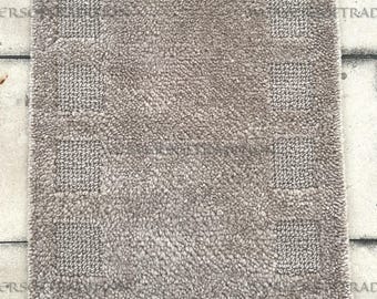 Hand Knotted Taupe Wool Rug , Neutral Accent Carpet with Square Border Design for bedroom