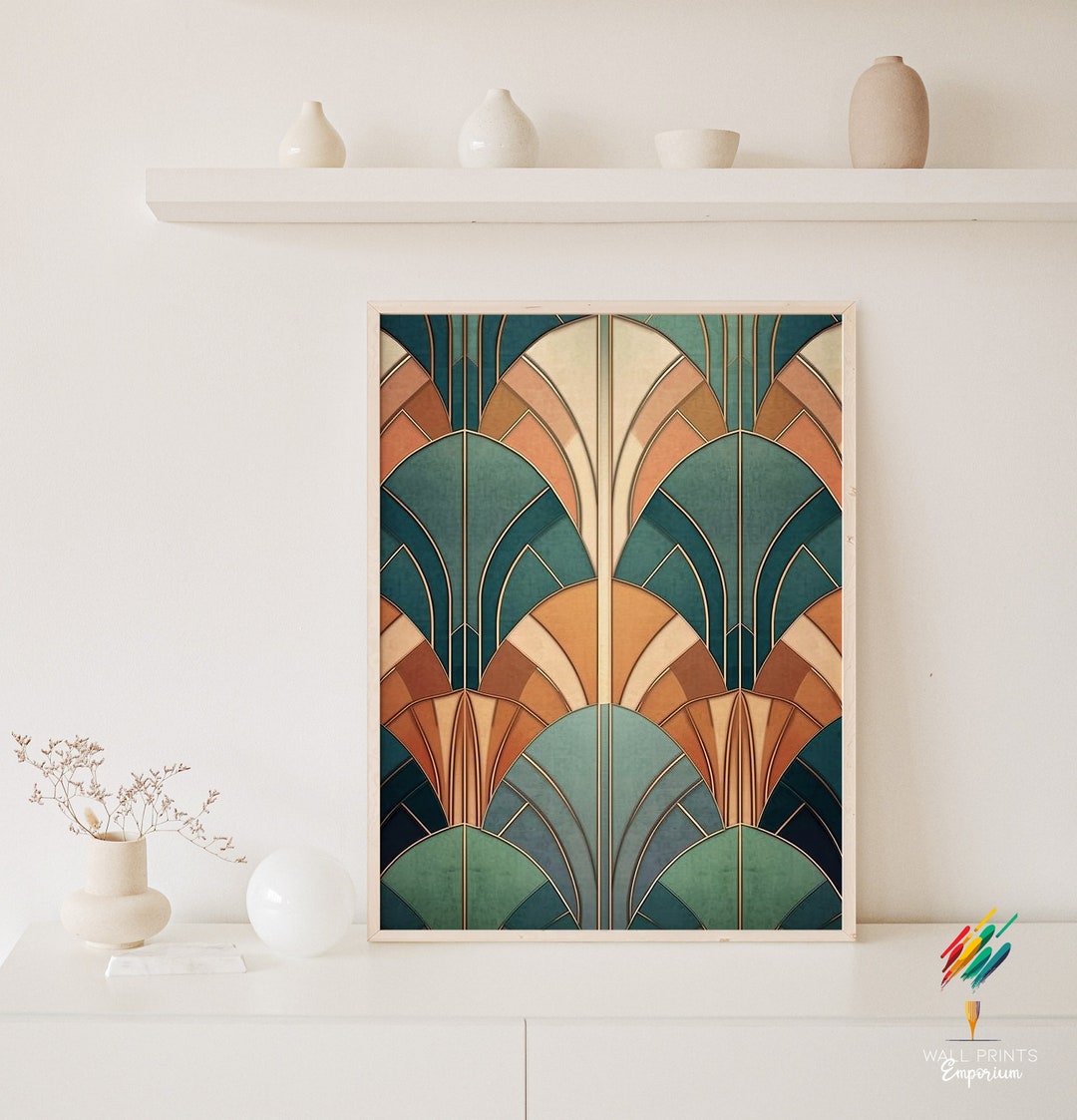 Print at Home, Pastel Art Deco Poster, Mid Century Geometric Prints