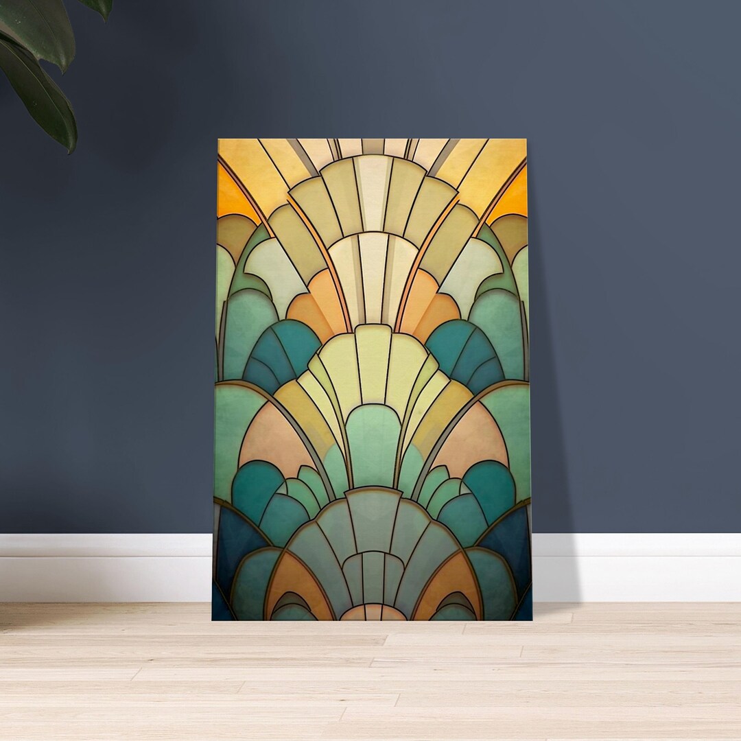 Vintage gedämpfte Pastell Art Deco Leinwand Wand Kunst Druck ...