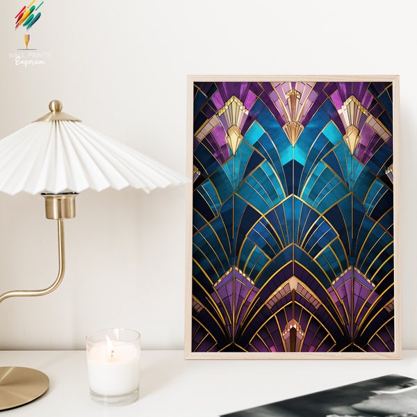 Print At Home, Luxury Jewel Tones Decor, Stylish Art Deco Poster, Vintage Art Deco Wall Art, Gold Art Deco Poster, Printable Art Deco