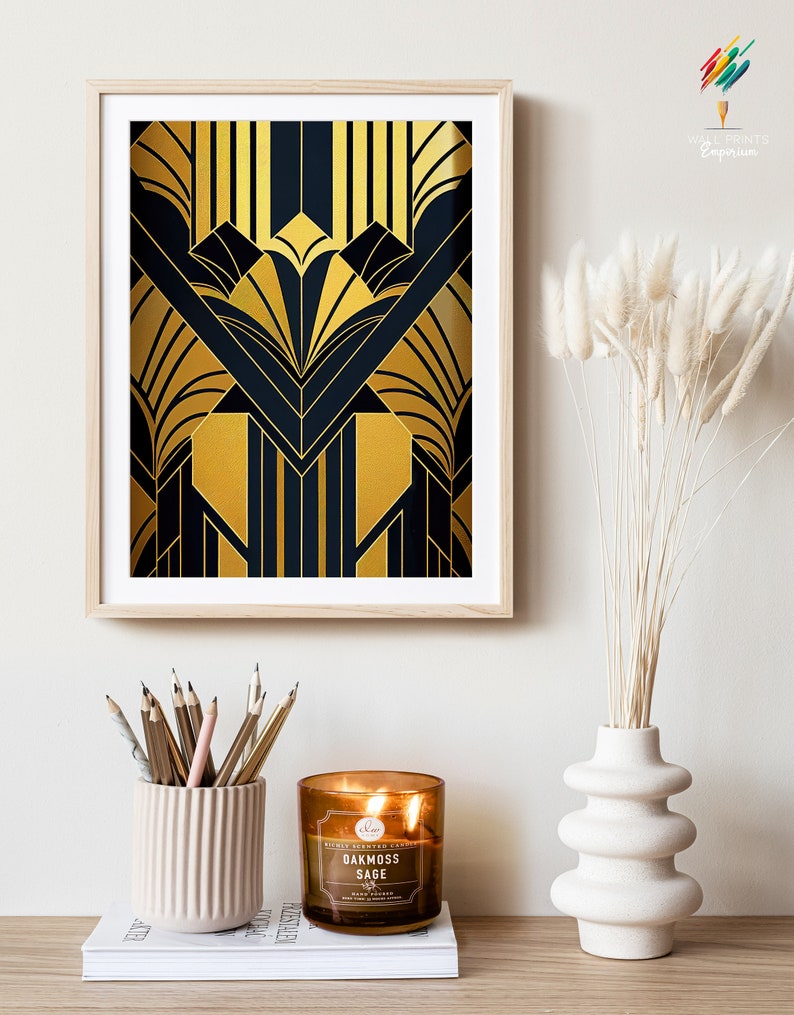 Black Gold Art Deco Print Art Deco Wall Art Vintage Poster Etsy