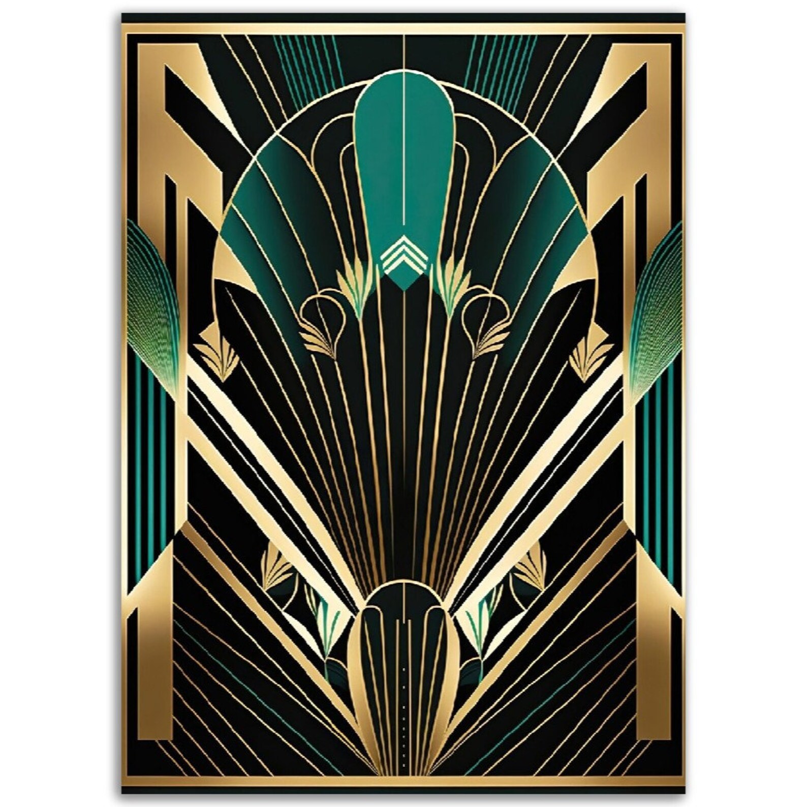 Curated visual reference: Gallery Detail: Art Deco Wall Print Black Gold Teal Art Deco Vintage