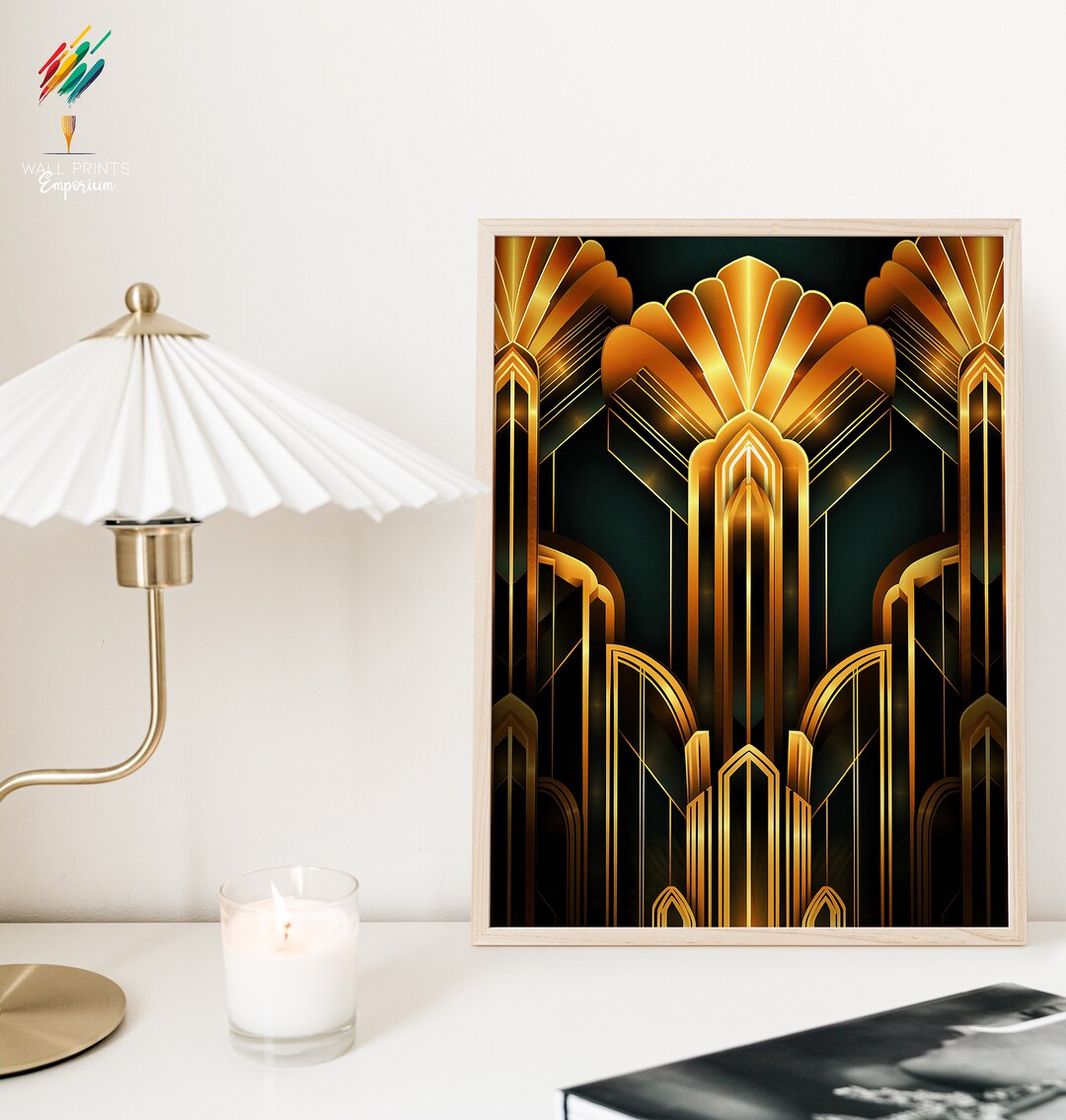 Gold Art Deco Artwork, Living Room Art, Vintage Art Deco Prints