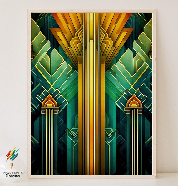 Green and Gold Art Prints, Art Print, Deco Sizes New A5 Unframed A1 Deco Poster, A2 US Office Vintage Art, Wall A3 Deco Etsy - A4 Art