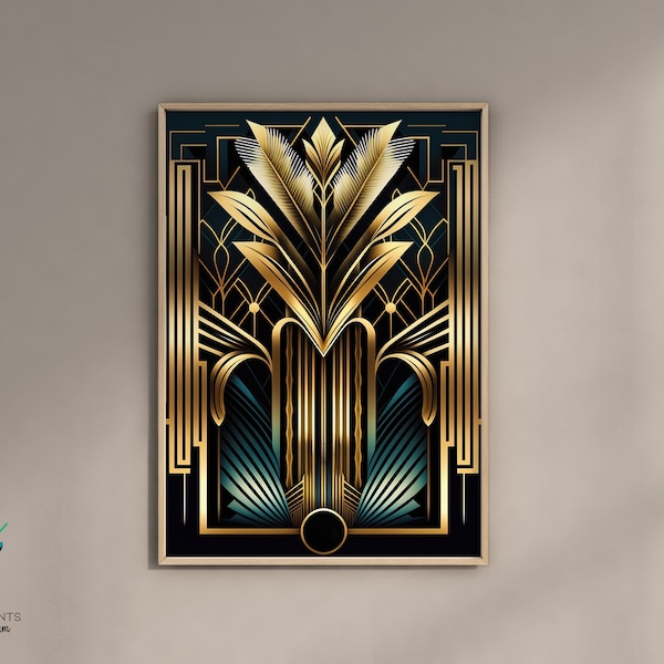 Black Gold Art Deco Print, Vintage Art Deco Wall Art Stylish 1920s Art Deco Poster, Unframed A5 A4 A3 A2 A1 & US Print Sizes, Art Deco Gift