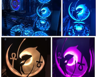 Yin and yang Anubis Fan Cover 120mm RGB Fan Grill - Custom 3D Printed Gaming PC Fan Shroud Build Mod Accessory with screws or Magnets #116