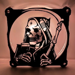 The Death Fan Cover 120 mm RGB Fan Grill - Benutzerdefinierte 3D Gedrucktes Gaming PC Fan Shroud Build Mod Zubehör mit Schrauben oder Magneten # 46