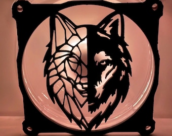 Poly Wolf Fan Cover 120mm RGB Fan Grill - Custom 3D Printed Gaming PC Fan Shroud Build Mod Accessory with screws or Magnets #20