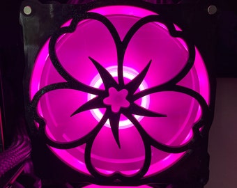 Sakura Flower Fan Grill: 120mm 3D Printed PC Case Cover with Magnets
