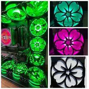 Sakura Flower Fan Grill/Cover 120mm Custom 3D Printed Gaming PC Case Shroud Build Mod Accessory with Magnets #122