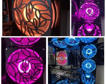 Mandala Flower Fan Cover 120mm RGB Fan Grill - Custom 3D Printed Gaming PC Fan Shroud Build Mod Accessory with screws or Magnets #118