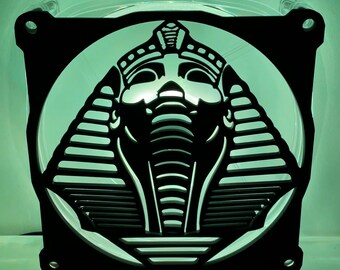 Tutankhamun Fan Cover 120mm RGB Fan Grill - Custom 3D Printed Gaming PC Fan Shroud Build Mod Accessory with screws or Magnets #113