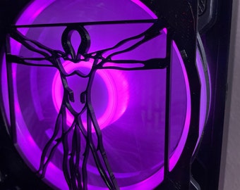 Vitruvian Man Fan Grill: 120mm 3D Printed PC Case Cover with Magnets