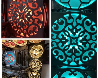 Pattern Art Fan Cover 120mm RGB Fan Grill - Custom 3D Printed Gaming PC Fan Shroud Build Mod Accessory with screws or Magnets #120