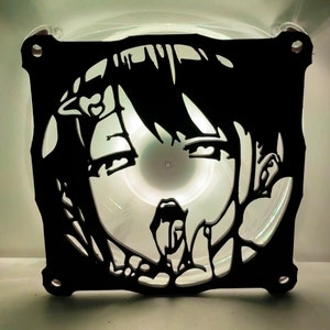 Anime Girl Fan Cover 120mm RGB Fan Grill - Custom 3D Printed Gaming PC Fan Shroud Build Mod Accessory with screws or Magnets #42