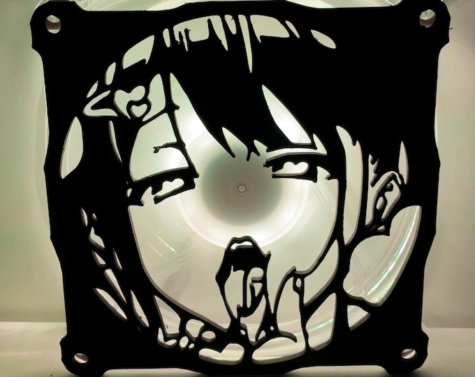 Featured listing image: Anime Girl Fan Cover 120mm RGB Fan Grill - Custom 3D Printed Gaming PC Fan Shroud Build Mod Accessory with screws or Magnets #42