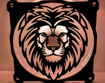 Lion Fan Cover 120mm RGB Fan Grill - Custom 3D Printed Gaming PC Fan Shroud Build Mod Accessory with screws or Magnets #30