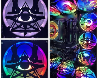 Egypt Eye Fan Cover 120mm RGB Fan Grill - Custom 3D Printed Gaming PC Fan Shroud Build Mod Accessory with screws or Magnets #115