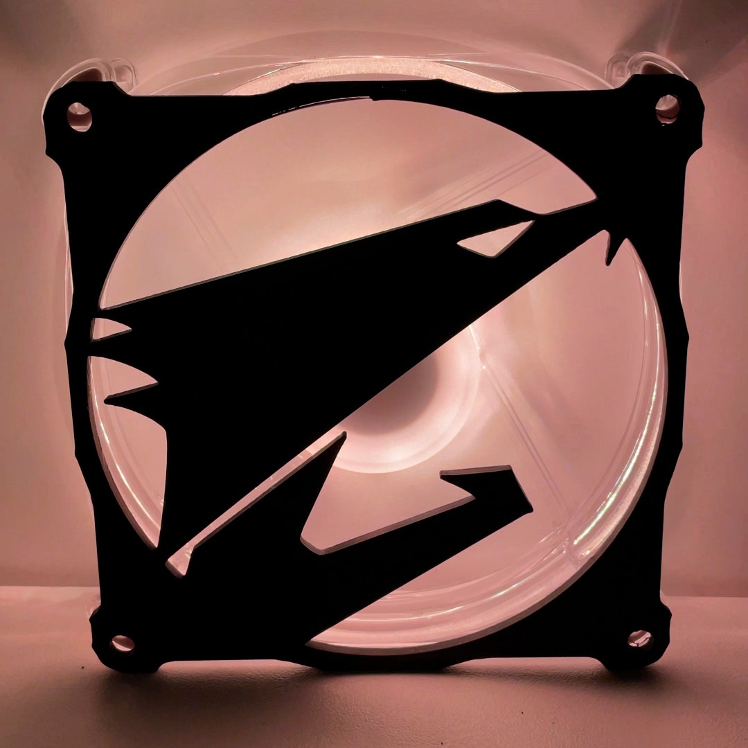 Aorus Logo Fan Cover 120mm RGB Fan Grill Custom 3D Printed Gaming PC Fan Shroud Build Mod