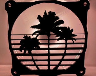 Cyberpunk Palms Fan Cover 120mm RGB Fan Grill - Custom 3D Printed Gaming PC Fan Shroud Build Mod Accessory with screws or Magnets #9