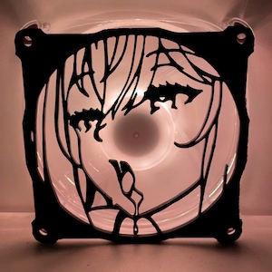 Anime Girl Fan Cover 120mm RGB Fan Grill - Custom 3D Printed Gaming PC Fan Shroud Build Mod Accessory with screws or Magnets #60