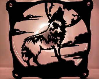 Moon Wolf Fan Cover 120mm RGB Fan Grill - Custom 3D Printed Gaming PC Fan Shroud Build Mod Accessory with screws or Magnets #39