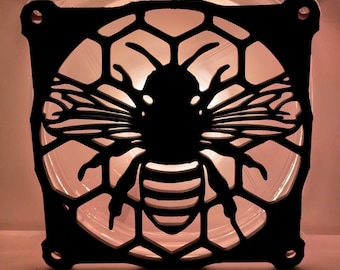 Honey Bee Fan Cover 120mm RGB Fan Grill - Custom 3D Printed Gaming PC Fan Shroud Build Mod Accessory with screws or Magnets #45