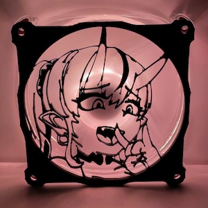 Anime Girl Fan Cover 120mm RGB Fan Grill - Custom 3D Printed Gaming PC Fan Shroud Build Mod Accessory with screws or Magnets #55