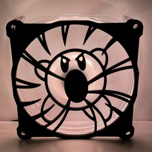 Kirby Fan Cover 120mm RGB Fan Grill - Custom 3D Printed Gaming PC Fan Shroud Build Mod Accessory with screws or Magnets #92