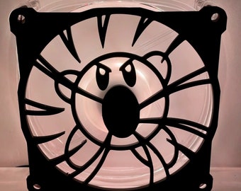 Kirby Fan Cover 120mm RGB Fan Grill - Custom 3D Printed Gaming PC Fan Shroud Build Mod Accessory with screws or Magnets #92