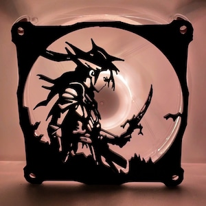 AI Samurai Fan Cover 120mm RGB Fan Grill - Custom 3D Printed Gaming PC Fan Shroud Build Mod Accessory with screws or Magnets #50