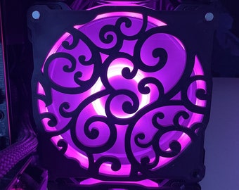 Spiral Wave 120mm PC Fan Grill: Custom 3D Printed RGB Fan Cover
