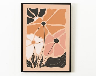 Abstract Botanical Flowers Poster Digital Download Wall Print Abstract Flower Print Large Printable Art Boho Printable Art