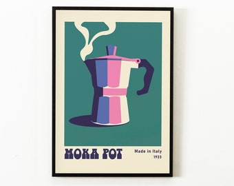 Arte de parede de cozinha para download digital - Impressão de pôster de café moderno - Moka Espresso - Presente de inauguração