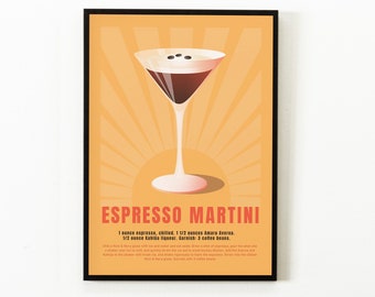 Espresso Martini Printable Wall Art | Cocktail Poster Instant Download | Espresso Martini Print Digital Download