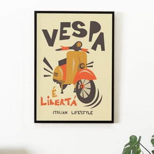 Impressão de arte de parede Vespa, download instantâneo, pôster retrô vespa