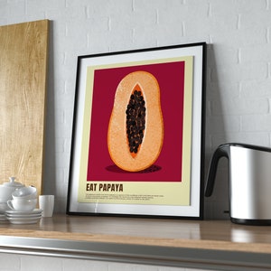 Papaya Minimalist Wand Kunst Poster, Papaya Wand Kunst Druck, Küchen Poster, Home Decor