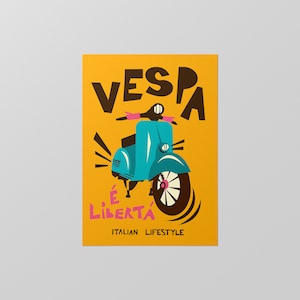 Vespa wall art print, instant download, retro vespa poster