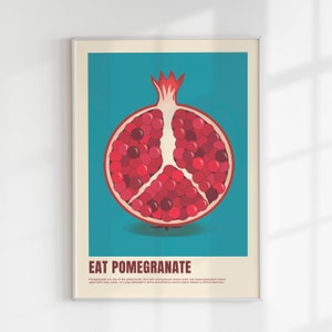 Pomegranate Minimalist wall art poster, Pomegranate Wall Art Print, Kitchen Poster, Home Decor