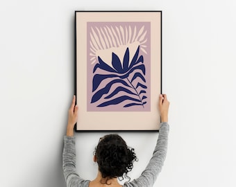 Abstract Botanical Digital Download, Purple floral Wall Art, Floral Illustration Botanical Poster