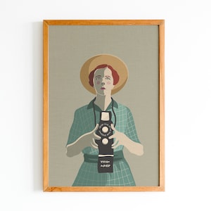 Geef nooit Art Print op, Vivian Maier art portrait, Eclectic Wall Decor, Instant digitale download