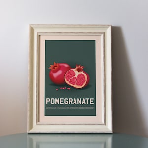 Pomegranate Print, Digital Download, Large Downloadable Print, Exhibition Poster, Fruit Market Print, Vintage Poster